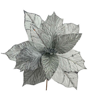 Adorno de Poinsettia Plateada 37 cm Alparamis