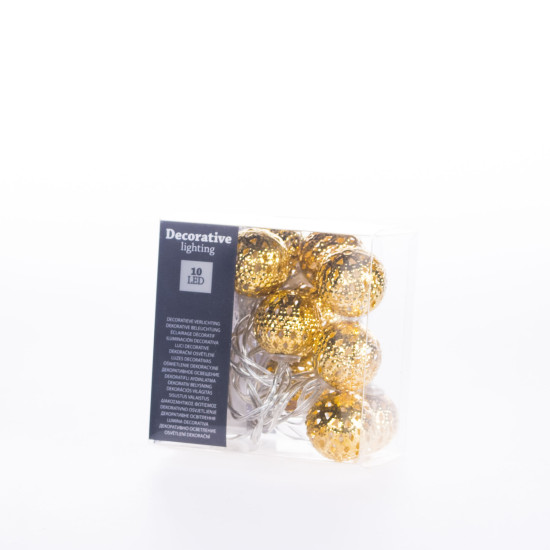 Guirnalda de 10 Bolas LED 2 cm Doradas
