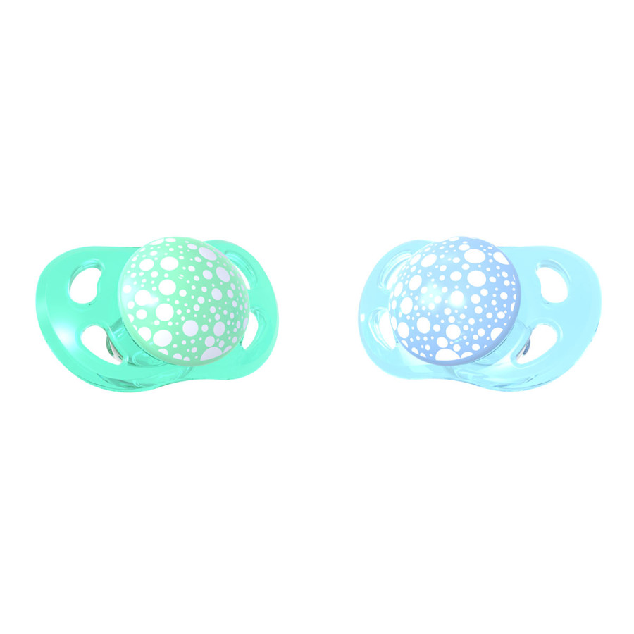 2 Chupetes 0-6M Azul y Verde Twistshake