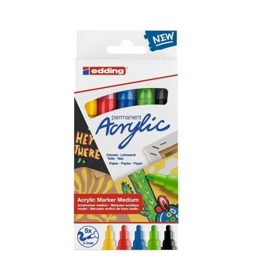 Marcador Acrilico Edding 5100 Trazo Medio 5 Colores Clasicos