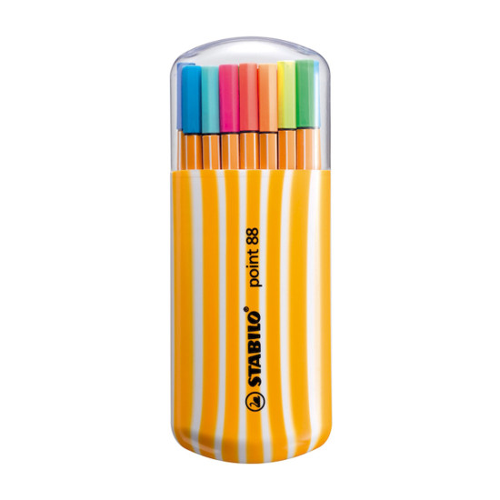 Microfibras Point 88 Zebra Estuche Amarillo Stabilo x 20