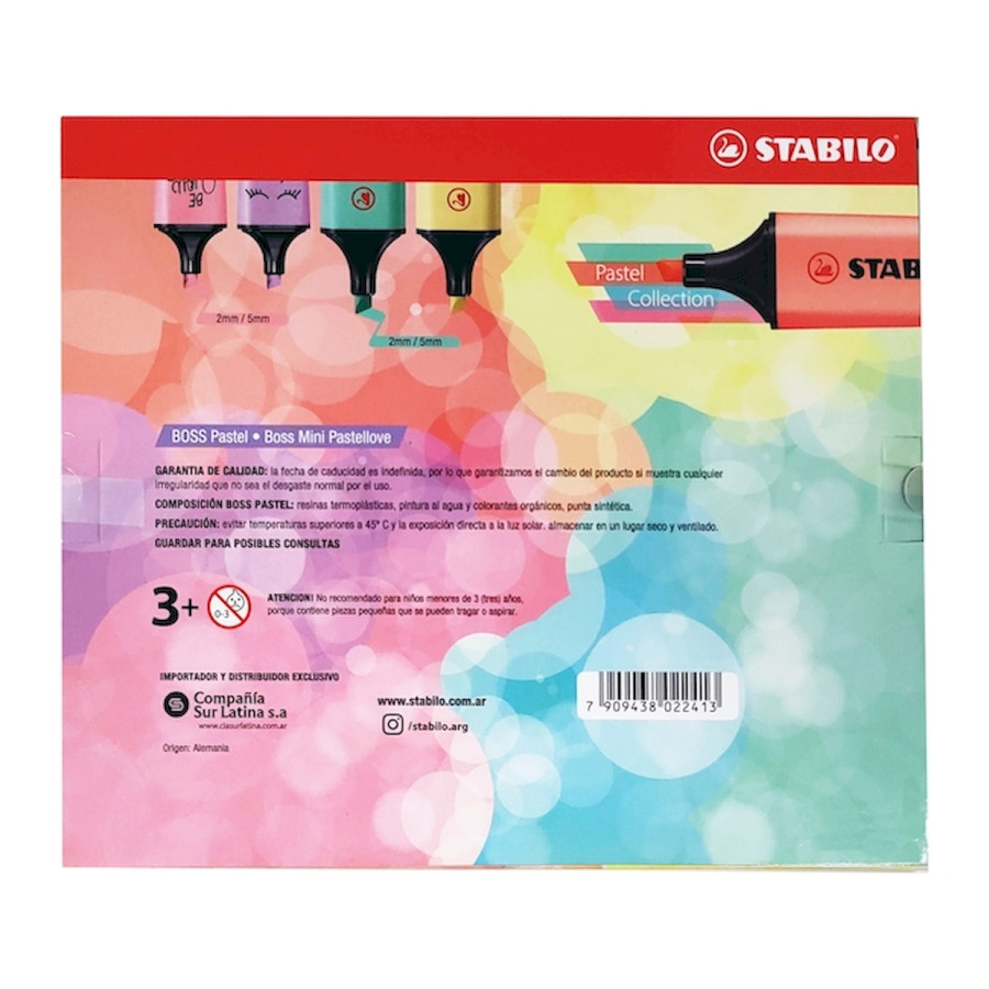 Caja de 6 Resaltadores y 6 Mini Resaltadores Boss Pastel de Stabilo