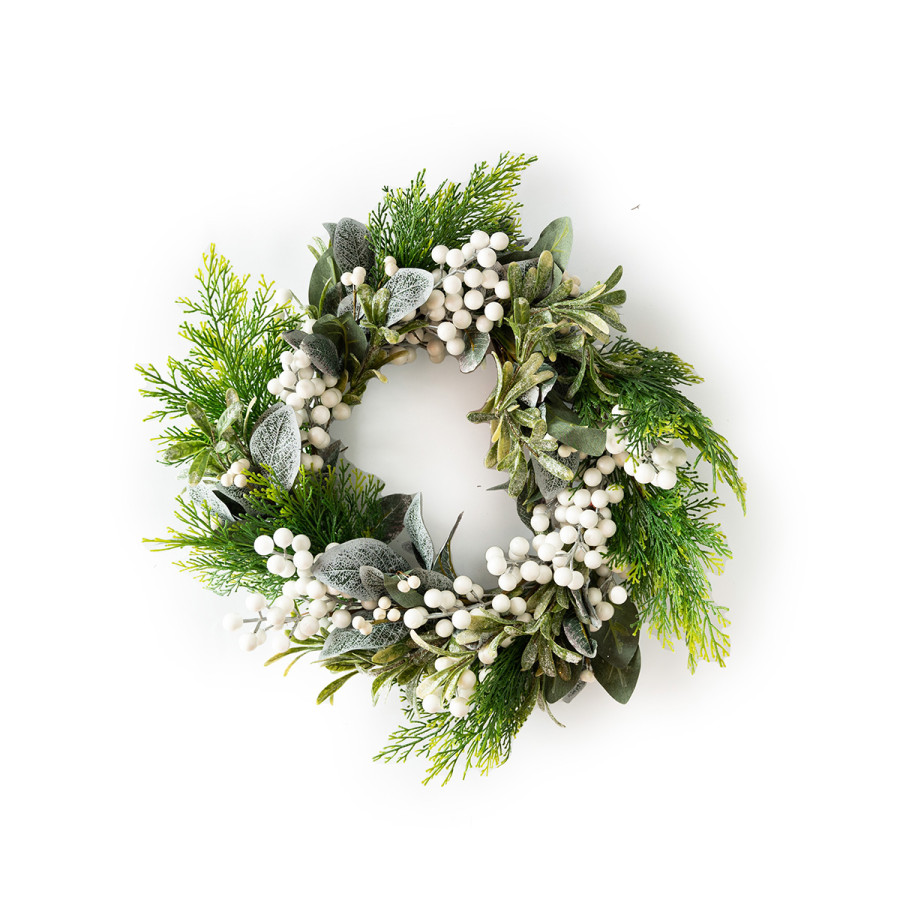 Corona Navideña con Frutos Blancos 51 cm Alparamis