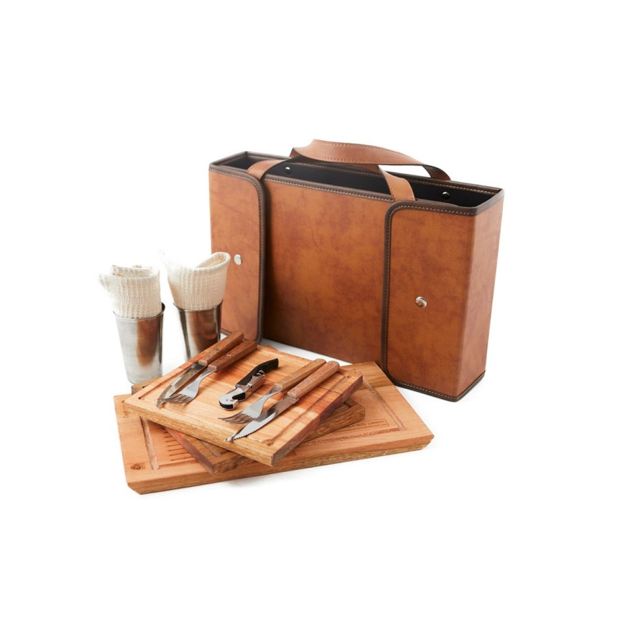 Set Asado X2 con Tabla de Corte Full Caramelo