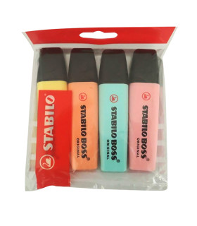 4 Resaltadores Boss  Stabilo