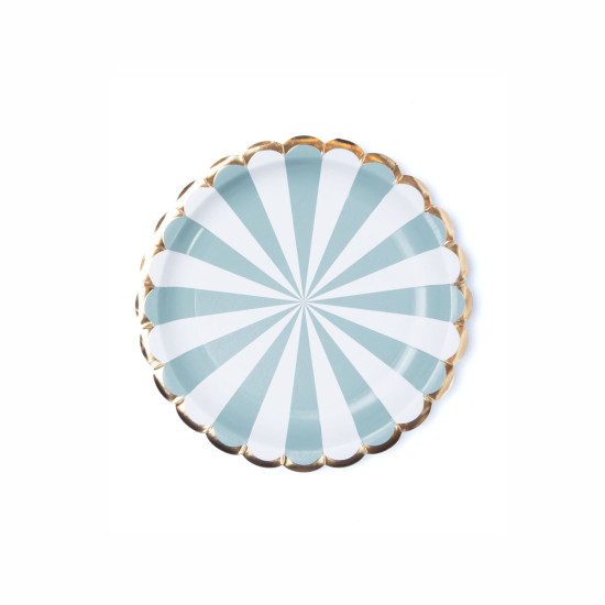 Plato de Cartón con Stamping Ruleta Blanco y Verde x 8