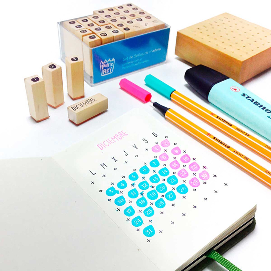 Set de sellos Bullet Jounal Números Calendario