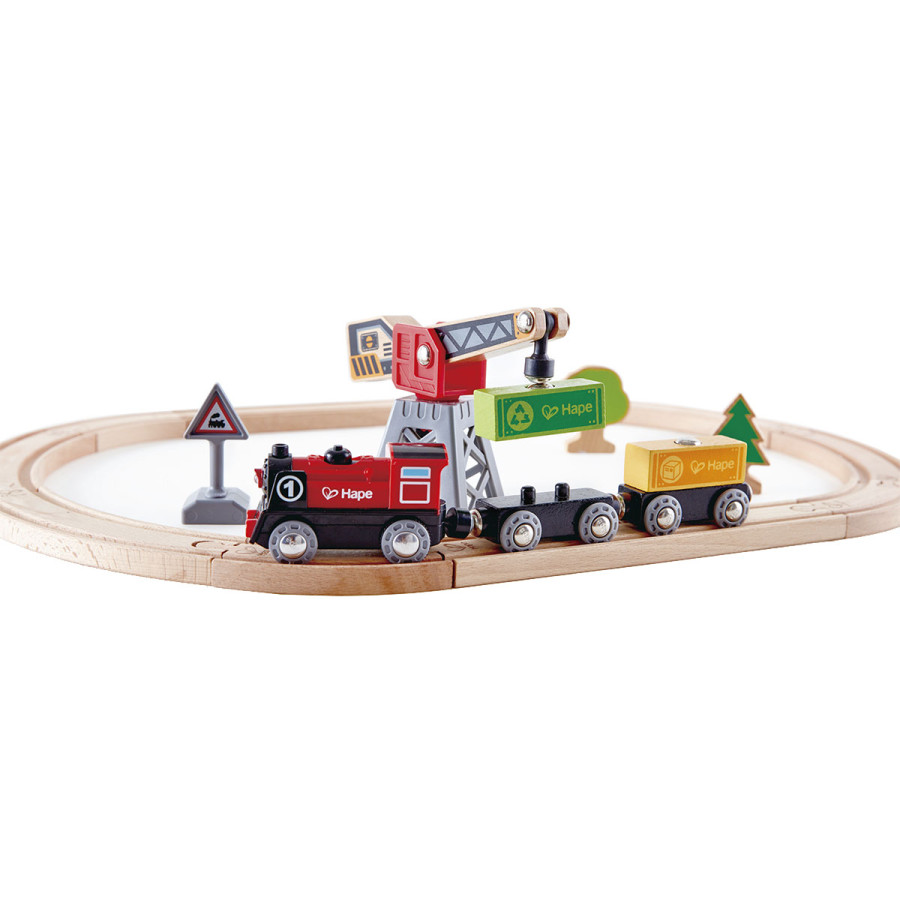 Tren a Pila de Juguete con Circuito de Vías de Carga y Descarga Hape