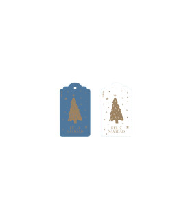 Tag Navideño Stamping Azul y Blanco x 8