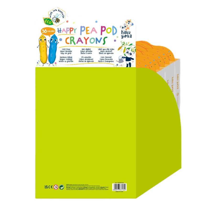 Crayones Happy Pea Pod Haku Yoka x 36 con Exhibidor