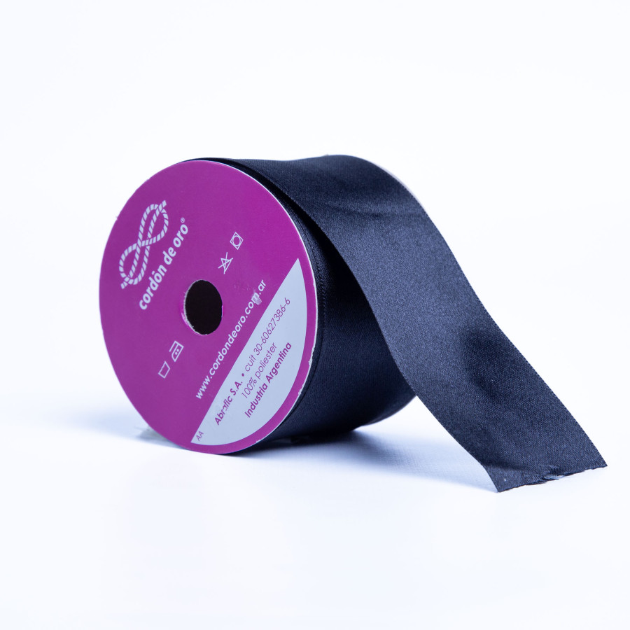 Cinta de Raso Doble Faz Negra 5 cm x 10 m