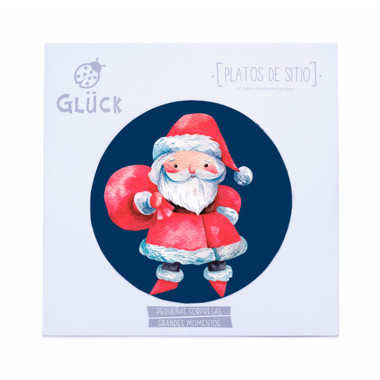 Platos de Sitio Bosque Encantado Papá Noel Azul x 10