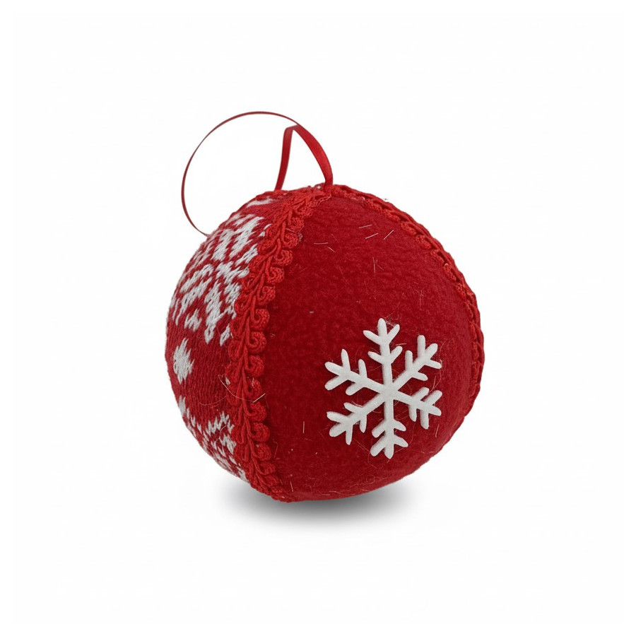 Bola Navideña de Peluche Roja y Blanca 10 cm Alparamis