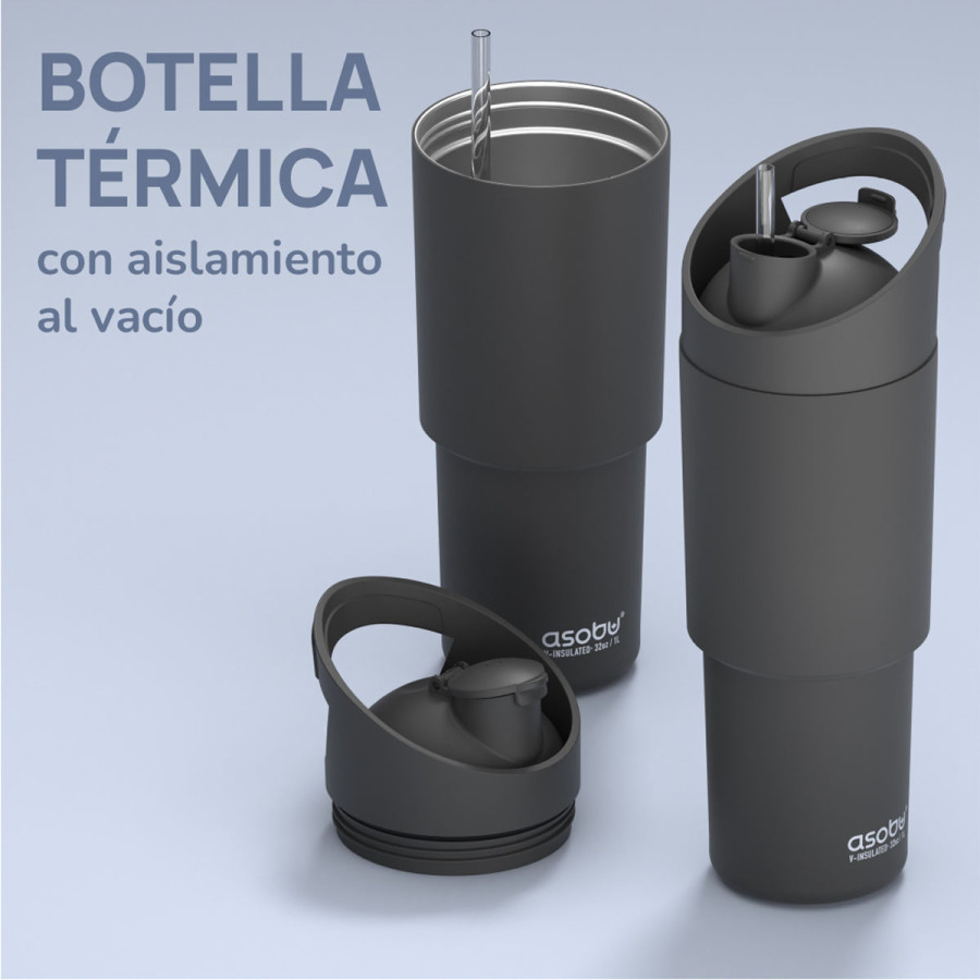 Botella Térmica Deportiva Cosmic Black 1 l Asobu