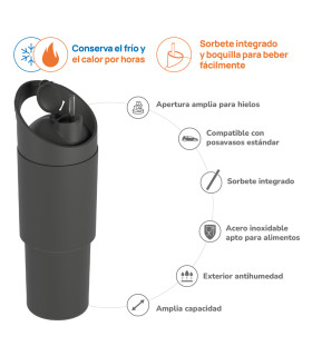 Botella Térmica Deportiva Cosmic Black 1 l Asobu