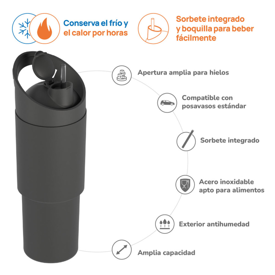 Botella Térmica Deportiva Cosmic Black 1 l Asobu