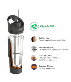 Botella Térmica Deportiva Cosmic Black 1 l Asobu