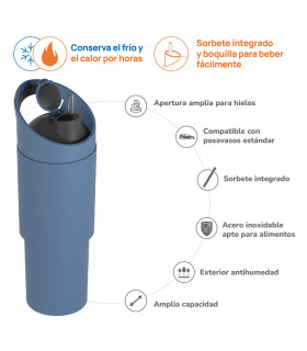 Botella Térmica Deportiva Cosmic Slate Gray 1 l Asobu