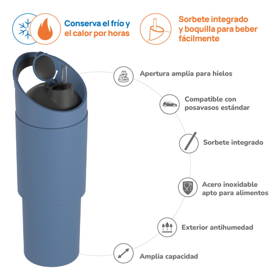 Botella Térmica Deportiva Cosmic Slate Gray 1 l Asobu