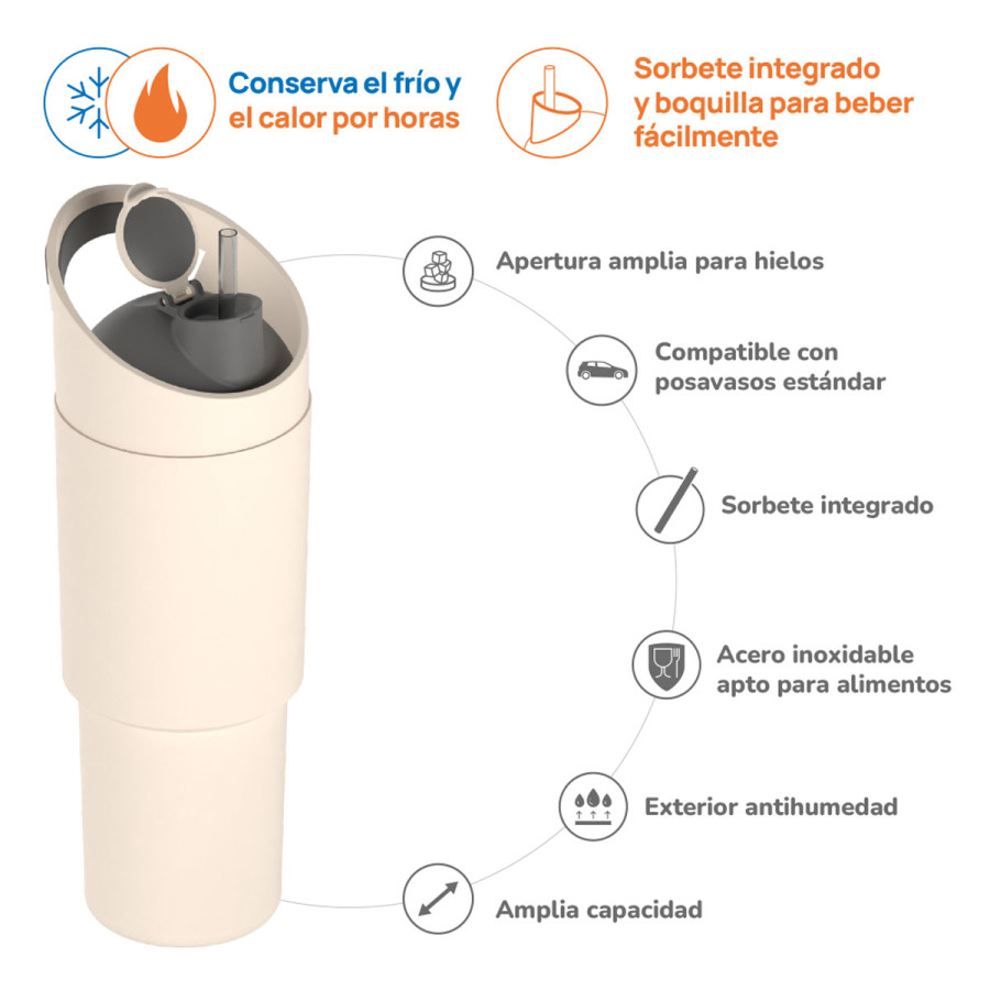 Botella Térmica Deportiva Cosmic White 1 l Asobu