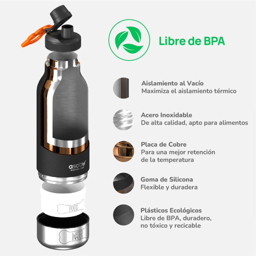 Botella Térmica Buddy White 1 l 210 ml y 270 ml Asobu