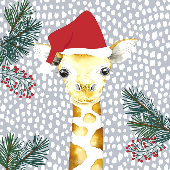 Servilletas 33 x 33 cm Giraffe Santa Xmas