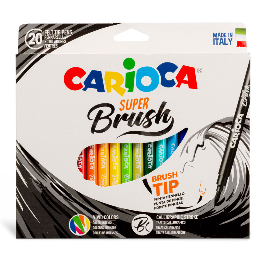 Marcadores con Punta Pincel Super Brush Carioca x 20