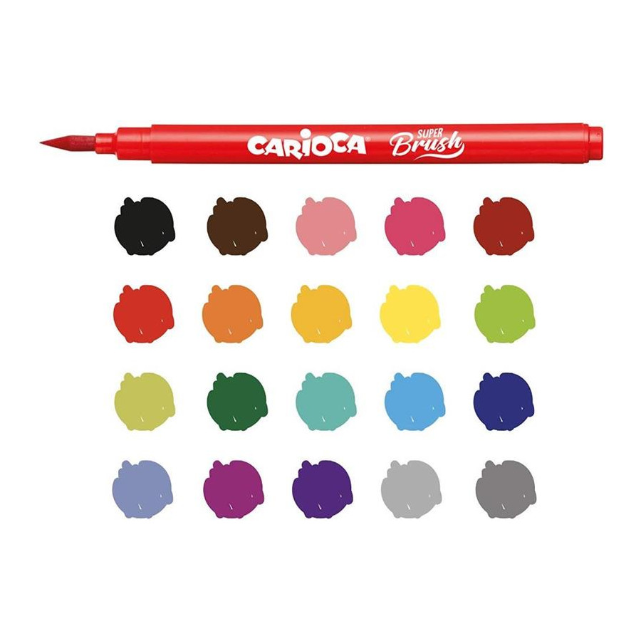 Marcadores con Punta Pincel Super Brush Carioca x 20