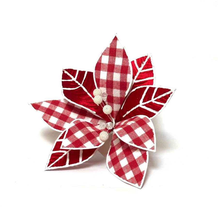 Adorno Estrella Federal a Cuadros Roja 24 cm Alparamis A24-3999