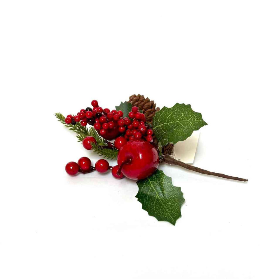 Adorno Pick de Bayas y Manzanas Rojas 20 cm Alparamis FX22-27