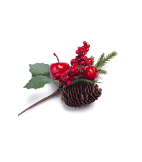 Adorno Pick de Bayas y Manzanas Rojas 20 cm Alparamis FX22-27