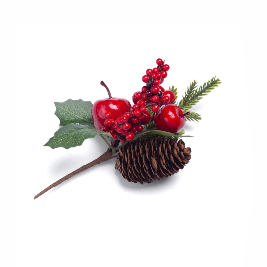 Adorno Pick de Bayas y Manzanas Rojas 20 cm Alparamis FX22-27