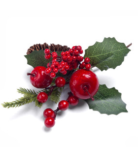 Adorno Pick de Bayas y Manzanas Rojas 20 cm Alparamis FX22-27