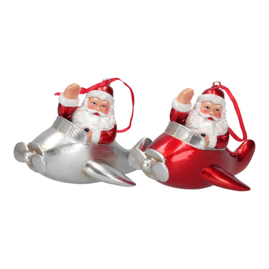 Adorno Santa En Avión 12 x 8 cm Alparamis
