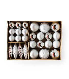 Set de 31 Adornos Surtidos para Árbol Plateados