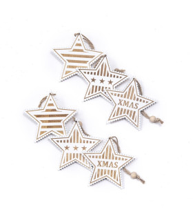 Adorno de Estrella Blanca de Madera 8 cm x 6 Alparamis