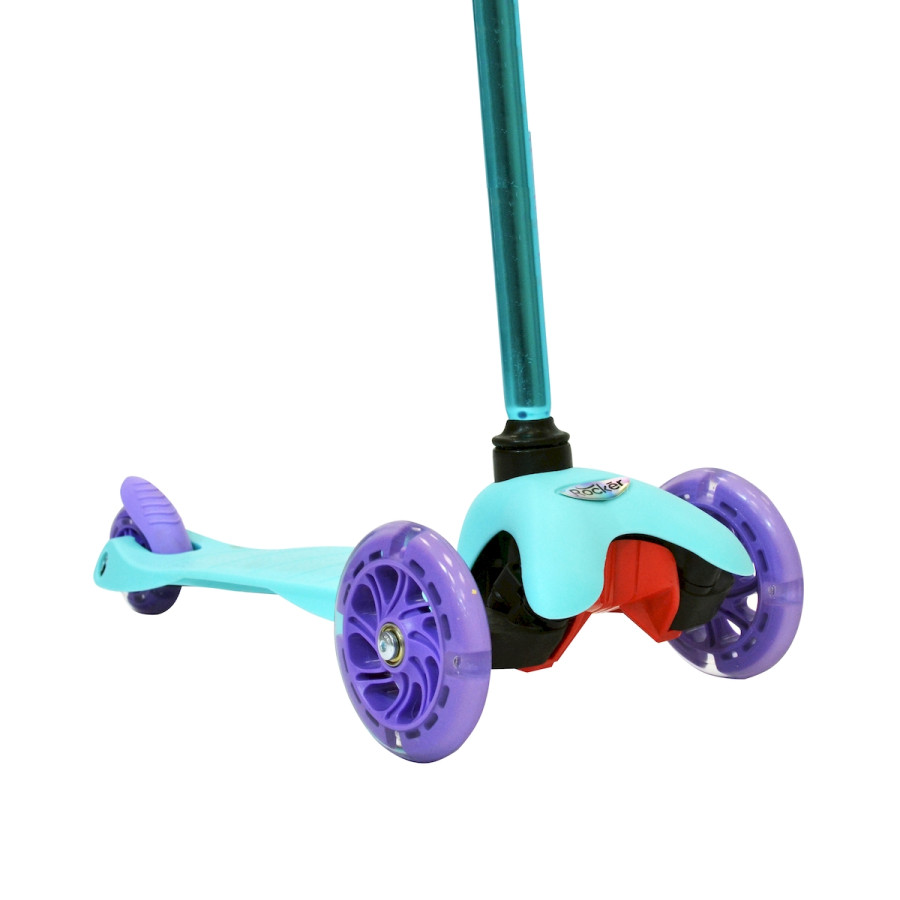 Monopatín de Aluminio Rocker Mini de 3 Ruedas Turquesa y Violeta