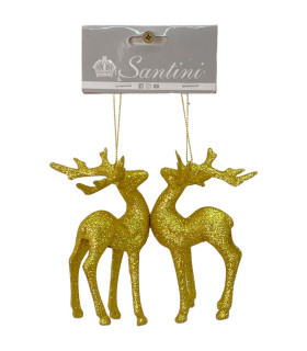 Adornos de Renos Dorados 13 cm Alparamis x 2