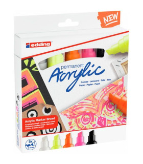 Marcador Acrílico Edding 5000 Ancho 5 Colores Neón