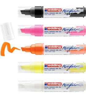 Marcador Acrílico Edding 5000 Ancho 5 Colores Neón