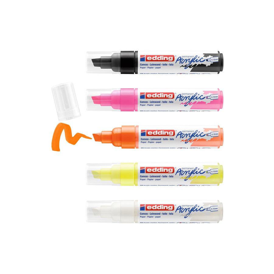 Marcador Acrílico Edding 5000 Ancho 5 Colores Neón