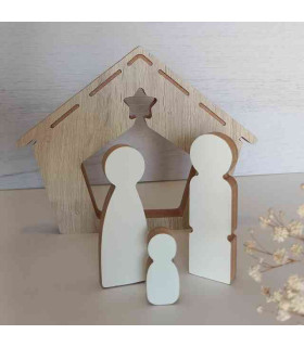 Pesebre con Establo de Madera 20 cm
