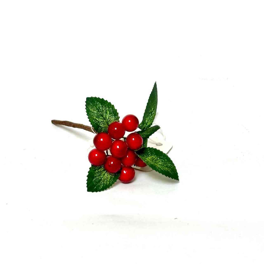 Adorno Mini Pick de Bayas Rojas 10 cm Alparamis L24-197