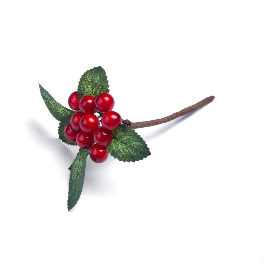 Adorno Mini Pick de Bayas Rojas 10 cm Alparamis L24-197