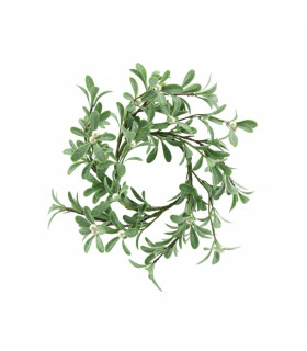 Corona Navideña de Hojas Verdes con Perlas 11 cm Alparamis