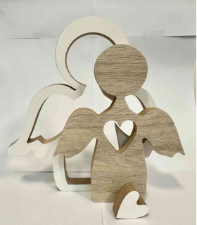 Adorno Angelitos y Corazón de Madera Encastrables 23 cm