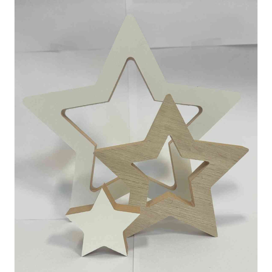 Adorno de 3 Estrellas de Madera Encastrables 25 cm