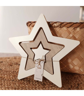 Adorno de 3 Estrellas de Madera Encastrables 25 cm