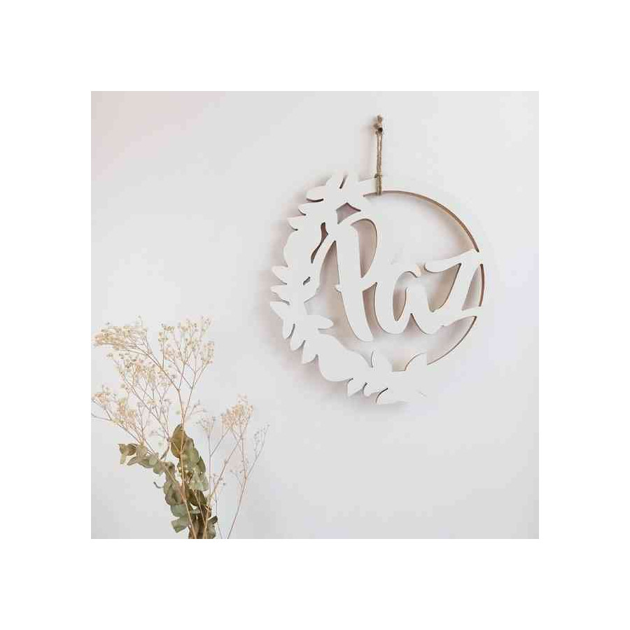 Corona Navideña de Madera Paz 40 cm