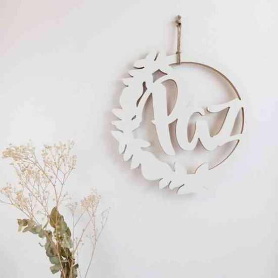 Corona Navideña de Madera Paz 40 cm